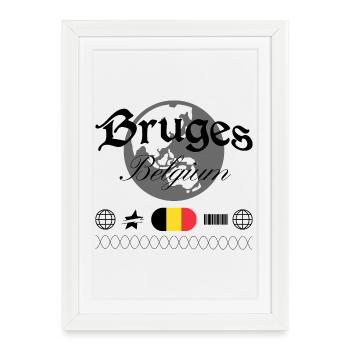 Souvenir de voyage pour la streetwear de Bruges en Belgique - Affiche encadrée (27 × 37 cm) - blanc - Devant