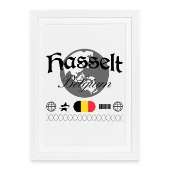 Souvenir de voyage Hasselt Belgium Streetwear - Affiche encadrée (27 × 37 cm) - blanc - Devant