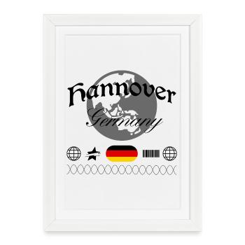 Souvenir de voyage streetwear à Hanovre, Allemagne - Affiche encadrée (27 × 37 cm) - blanc - Devant