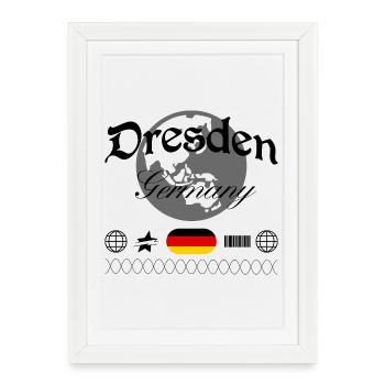Souvenir de voyage streetwear à Dresde, Allemagne - Affiche encadrée (27 × 37 cm) - blanc - Devant