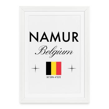 Coordonnées de Namur Belgique Souvenir de voyage - Affiche encadrée (27 × 37 cm) - blanc - Devant