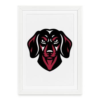 Logo du teckel noir - Affiche encadrée (27 × 37 cm) - blanc - Devant