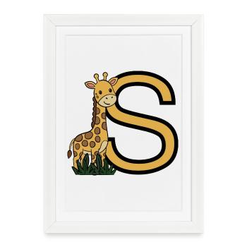 Girafe et grand motif en S - Affiche encadrée (27 × 37 cm) - blanc - Devant