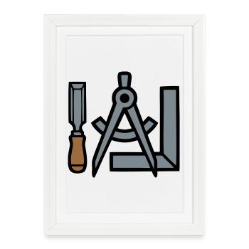 Carpenter Tools Graphic - Framed poster (27 × 37 cm) - white - Front