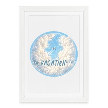 finally vacation airplane finally free clouds - Framed poster (27 × 37 cm) - white - Front