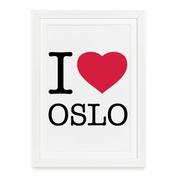 J’AIME OSLO Norvège - Affiche encadrée (27 × 37 cm) - blanc - Devant