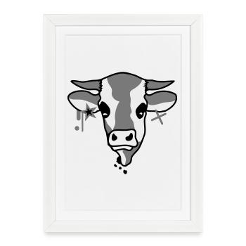 La tête d'une vache - Affiche encadrée (27 × 37 cm) - blanc - Devant