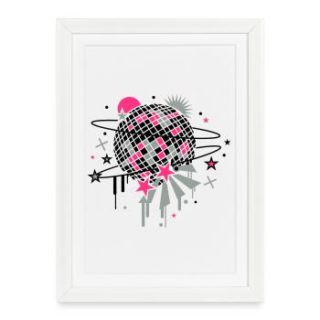 la boule disco - Affiche encadrée (27 × 37 cm) - blanc - Devant