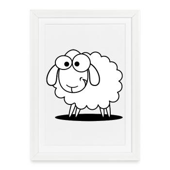 moutons drôle avec regard doux - Affiche encadrée (27 × 37 cm) - blanc - Devant