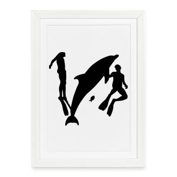 delphin_divers - Affiche encadrée (27 × 37 cm) - blanc - Devant