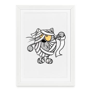 Cool papier toilette chats maman je Halloween - Affiche encadrée (27 × 37 cm) - blanc - Devant