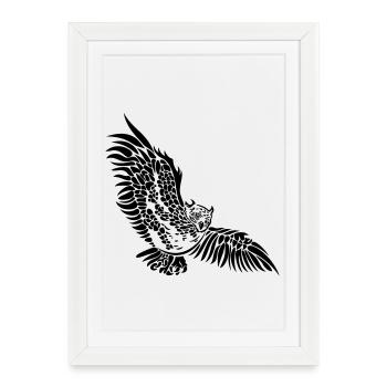 Hibou hibou hibou nocturne - Affiche encadrée (27 × 37 cm) - blanc - Devant