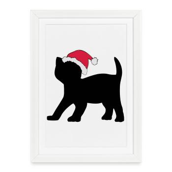 Kitten in an Xmas Hat. - Framed poster (27 × 37 cm) - white - Front