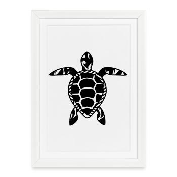 A sea turtle - Framed poster (27 × 37 cm) - white - Front