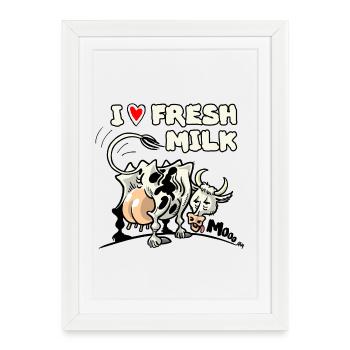 vache à lait - Affiche encadrée (27 × 37 cm) - blanc - Devant