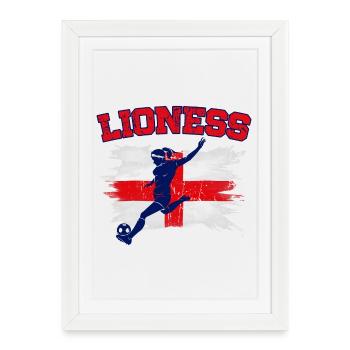 Championnes d’Angleterre de football féminin Lionnes 2025 - Affiche encadrée (27 × 37 cm) - blanc - Devant
