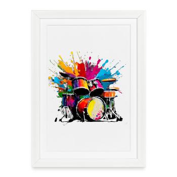 Percussions colorées - Affiche encadrée (27 × 37 cm) - blanc - Devant