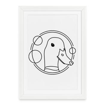 Duck in geometric design - Framed poster (27 × 37 cm) - white - Front