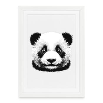 Pandas 🐼 Noir et Blanc Panda Face Art - Affiche encadrée (27 × 37 cm) - blanc - Devant