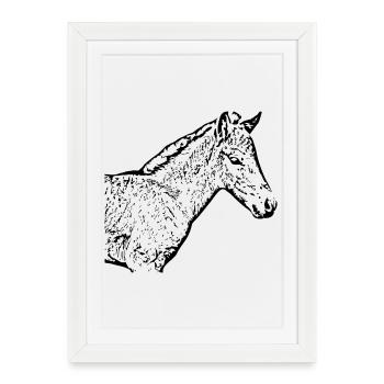 Chevaux T-shirt Cadeau Cavalier - Affiche encadrée (27 × 37 cm) - blanc - Devant