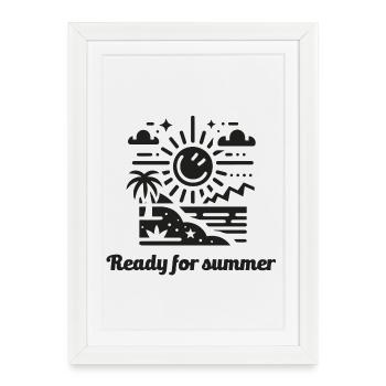 Prêt pour l’été, l’été, le soleil, le soleil - Affiche encadrée (27 × 37 cm) - blanc - Devant