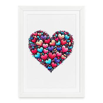 Coeur coloré - Affiche encadrée (27 × 37 cm) - blanc - Devant