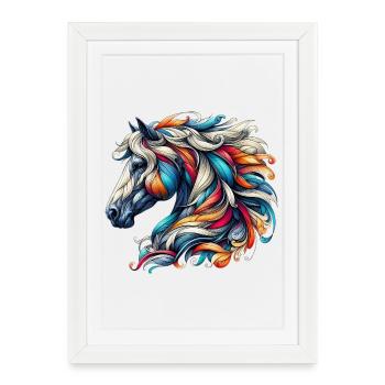 Cheval - Affiche encadrée (27 × 37 cm) - blanc - Devant