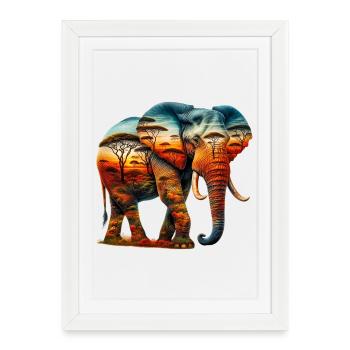 Éléphant - Affiche encadrée (27 × 37 cm) - blanc - Devant
