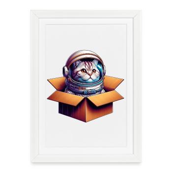 Cat Astronaut - Framed poster (27 × 37 cm) - white - Front
