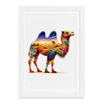 Chameau - Affiche encadrée (27 × 37 cm) - blanc - Devant