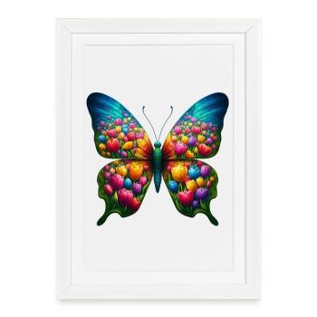 Tulipe papillon tulipe Hollande - Affiche encadrée (27 × 37 cm) - blanc - Devant