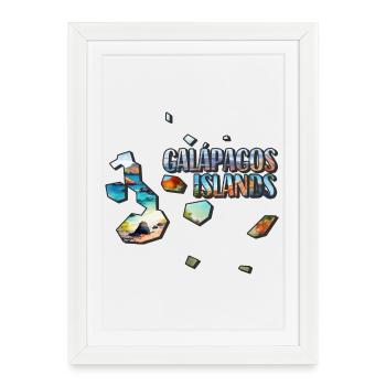 Carte à l’aquarelle Galapagos - Affiche encadrée (27 × 37 cm) - blanc - Devant