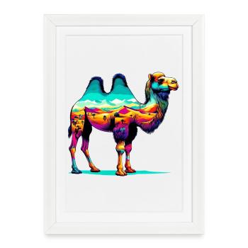 Chameau - Affiche encadrée (27 × 37 cm) - blanc - Devant