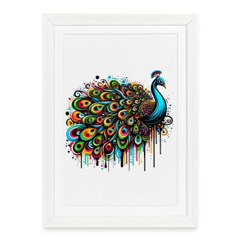 Paon - Affiche encadrée (27 × 37 cm) - blanc - Devant