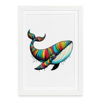 Whale - Framed poster (27 × 37 cm) - white - Front
