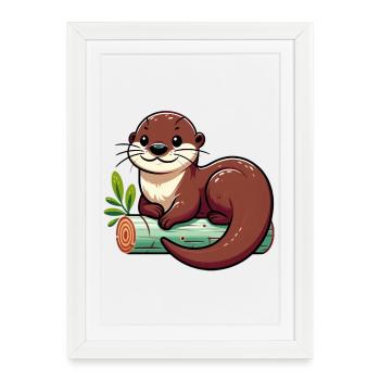 Loutre - Affiche encadrée (27 × 37 cm) - blanc - Devant