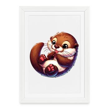 Loutre - Affiche encadrée (27 × 37 cm) - blanc - Devant