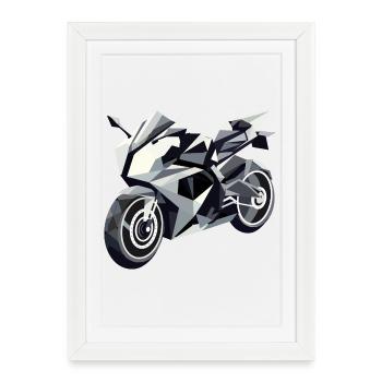 Moto futuriste au design géométrique - Affiche encadrée (27 × 37 cm) - blanc - Devant