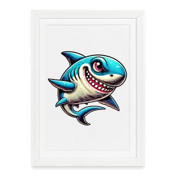Requin - Affiche encadrée (27 × 37 cm) - blanc - Devant