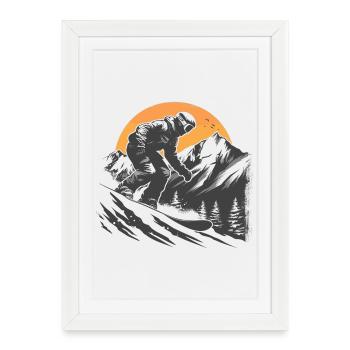 Snowboarder Drawing - Framed poster (27 × 37 cm) - white - Front