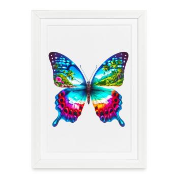 Papillon - Affiche encadrée (27 × 37 cm) - blanc - Devant