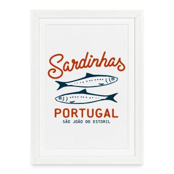 Sardines Sardinhas en conserve Portugal - Affiche encadrée (27 × 37 cm) - blanc - Devant