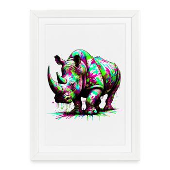 Rhinocéros - Affiche encadrée (27 × 37 cm) - blanc - Devant