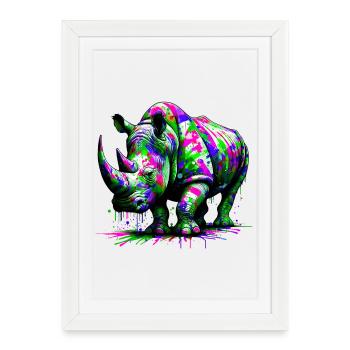 Rhinocéros - Affiche encadrée (27 × 37 cm) - blanc - Devant