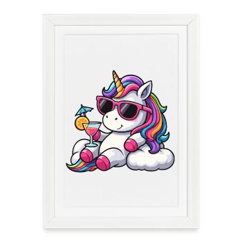 Beautiful Unicorn Rainbow Clouds Holiday - Framed poster (27 × 37 cm) - white - Front