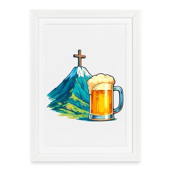 Illustration du festival de la bière de Mountain Cross - Affiche encadrée (27 × 37 cm) - blanc - Devant