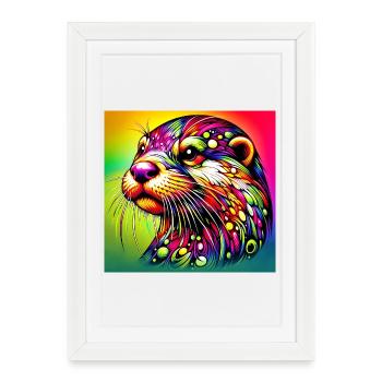 loutre - Affiche encadrée (27 × 37 cm) - blanc - Devant