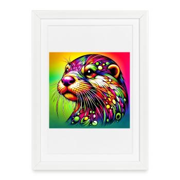 loutre - Affiche encadrée (27 × 37 cm) - blanc - Devant