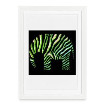 Green Zebra Print Abstract Design - Framed poster (27 × 37 cm) - white - Front