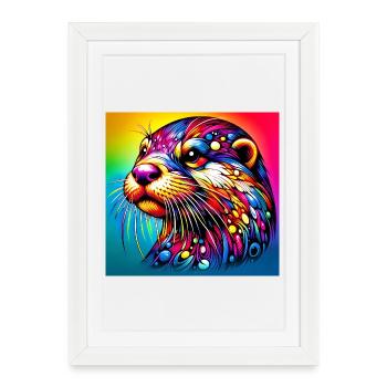 loutre - Affiche encadrée (27 × 37 cm) - blanc - Devant